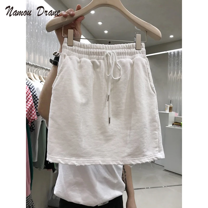 

Namou Drane 2022 Summer New Solid Color All-match Elastic High Waist Skirt Women's Casual Sports Short Skirt Woman Skirts