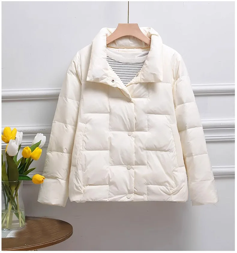 

2023 Women's Clothing Fashion thin loose stand-collar short down coat Winter New