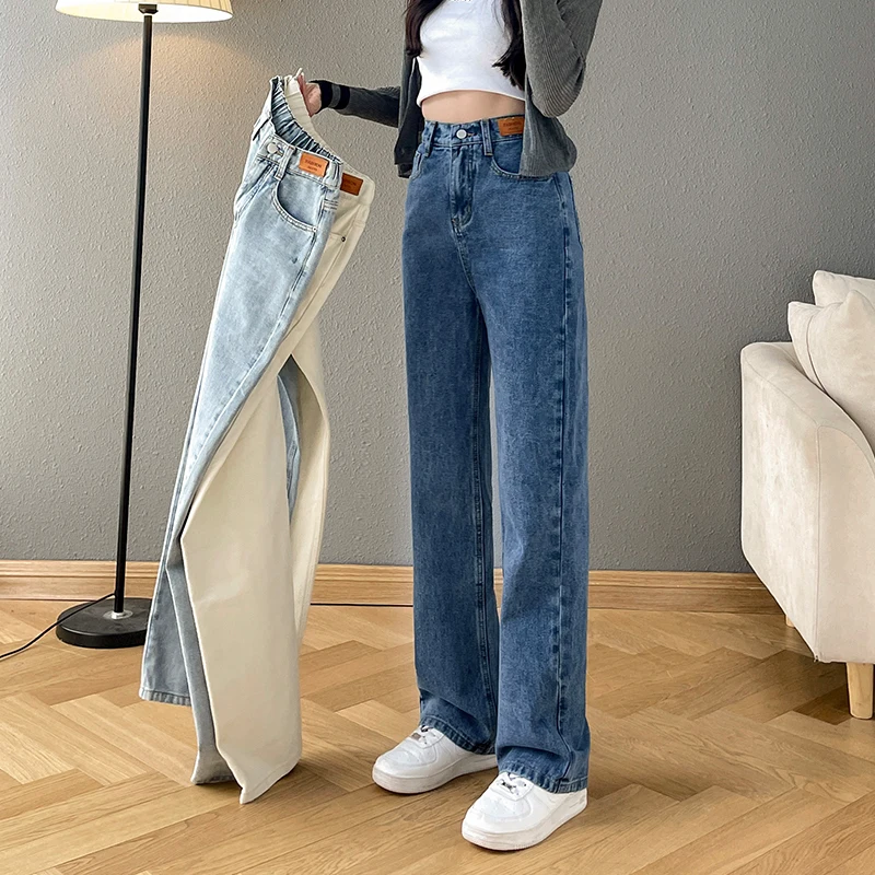 

Женские Мешковатые прямые джинсы, Повседневные Удобные модные брюки в Корейском стиле Y2k, женские джинсы с высокой талией и широкими штанинами, джинсовые брюки