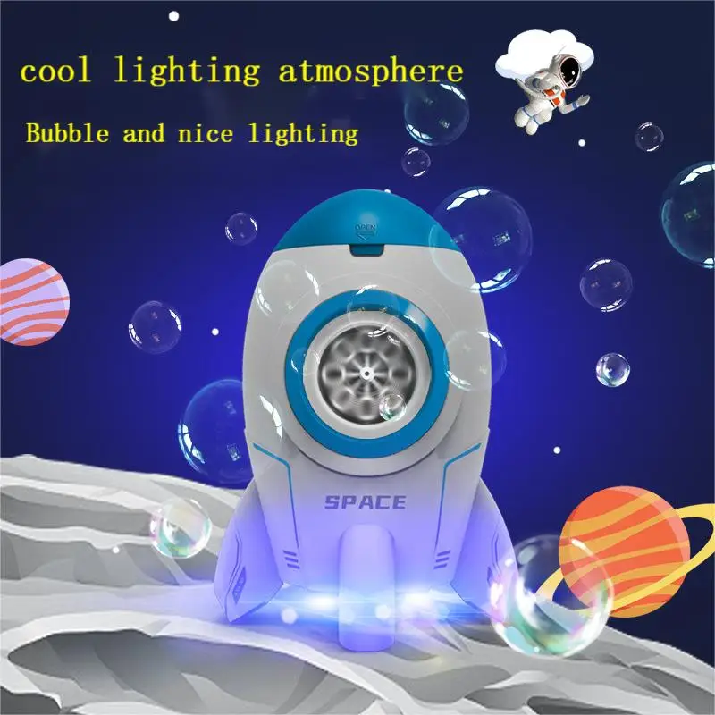 

Rocket Electric Bubble Machine with Light One-button Continuous Bubble toy for kids outdoor toys for toddlers bubbles for kids