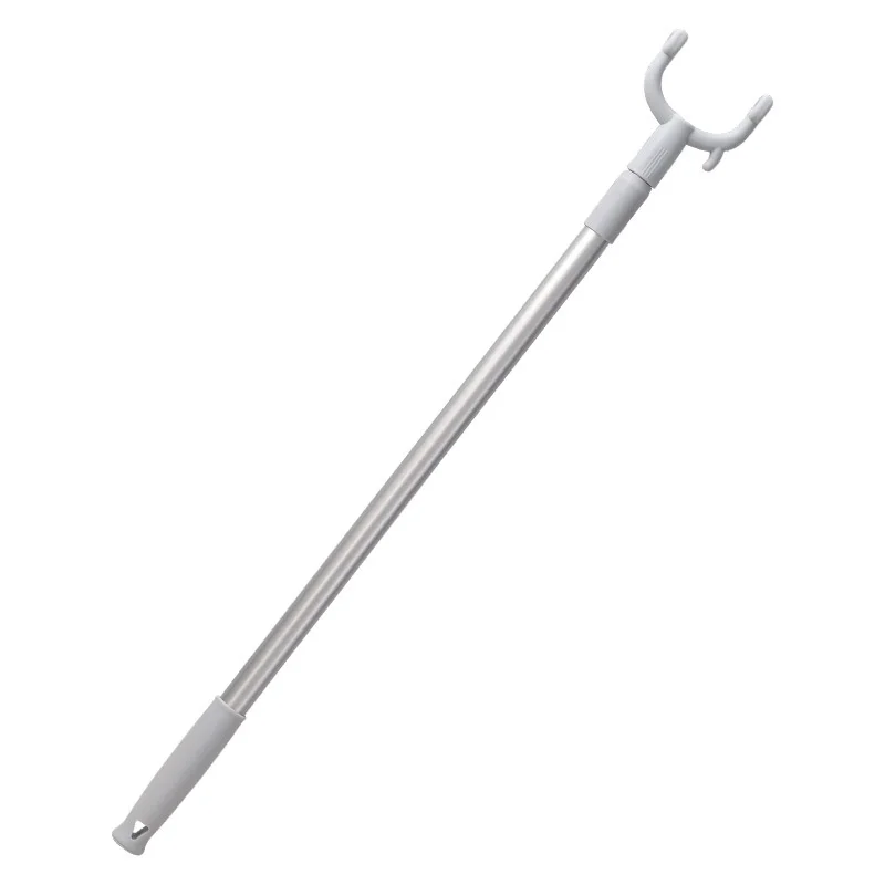 

gray white Clothes supporting rod household telescopic fork taking and drying space cute hangers clothing organizer Aluminum