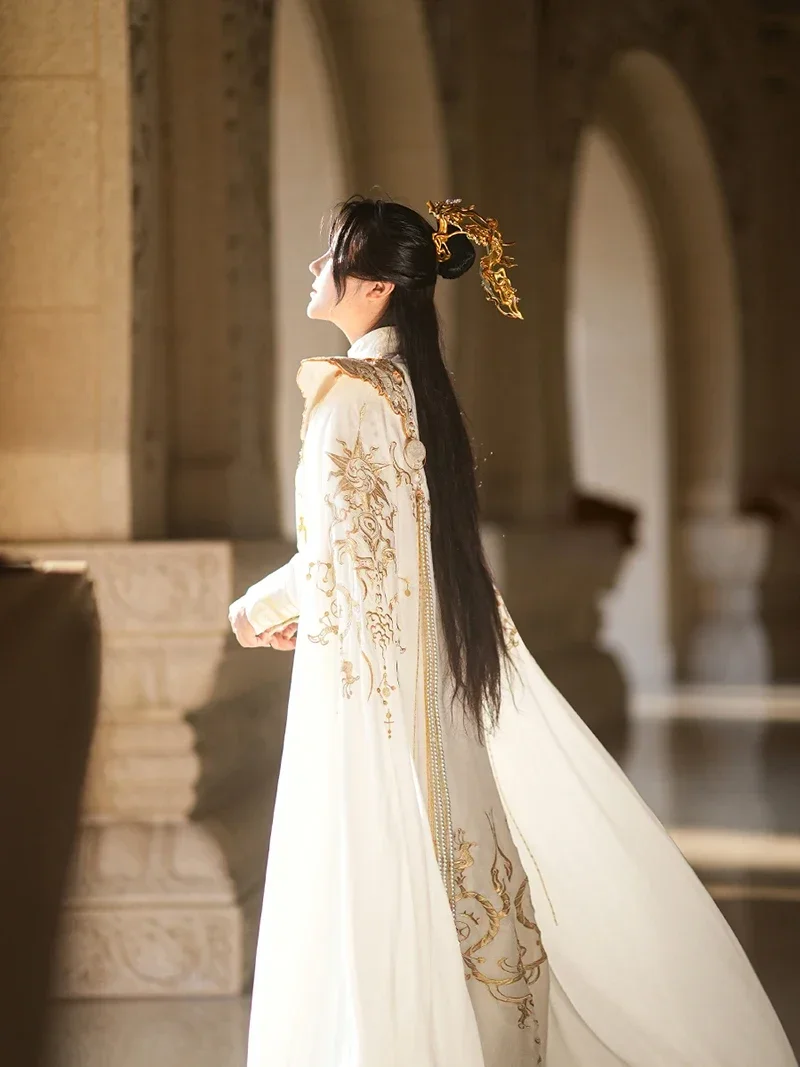 Китайское платье ханьфу большого размера 3XL мужская и женская белая рубашка с