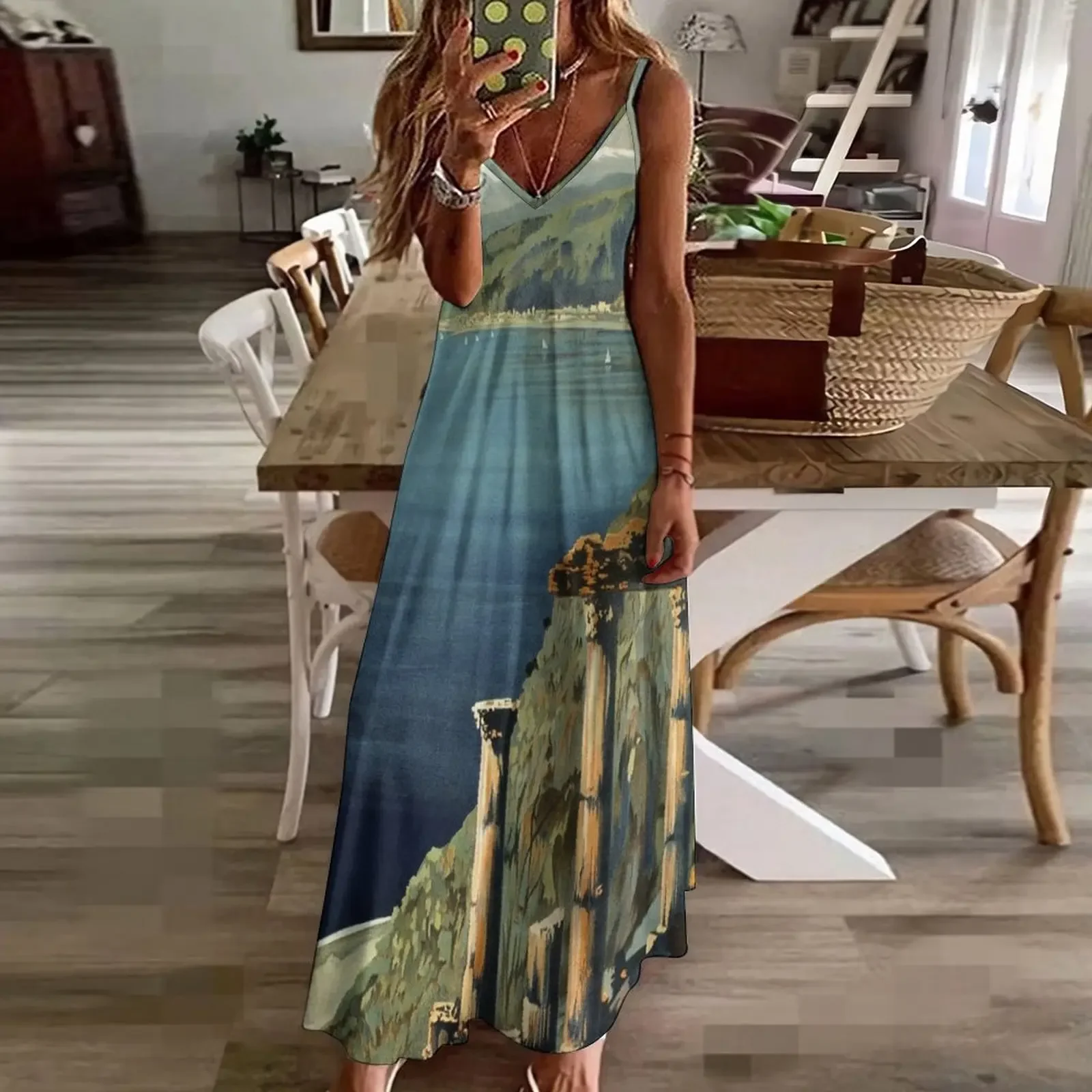 Винтажное платье Taormina Sicily итальянское без рукавов для путешествий выпускного