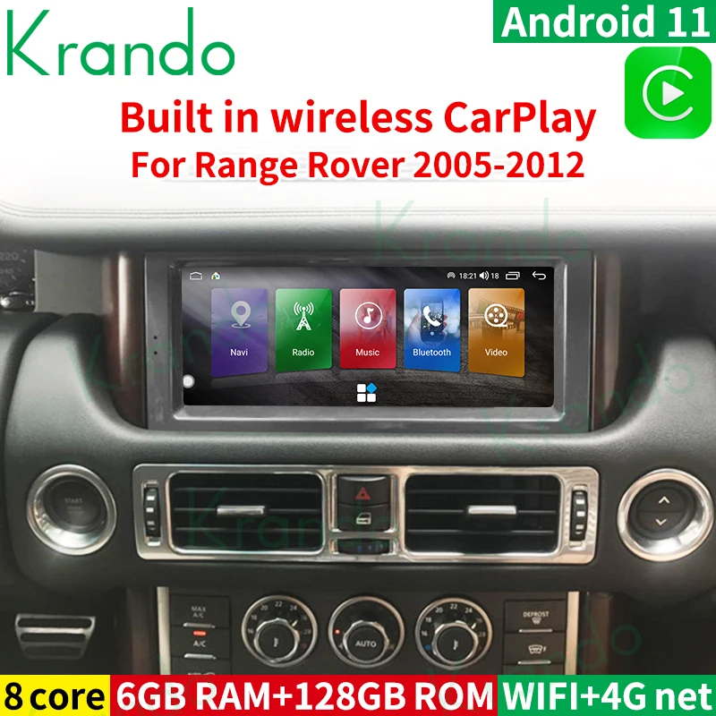 Krando 10.25" Android 11.0 6G 128G Car Radio Player For Land Rover Range Rover Vogue V8 L322 2005-2012 Denso Head Unit Carplay