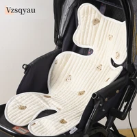 Baby Stroller Liner Car Seat Cushion Cotton Mattress Embroidery Bear Diaper Changing Pad Mat Newborn Carriages Pram Accessories