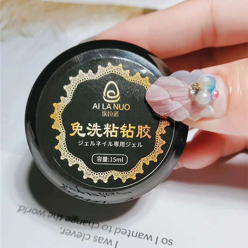 

No Wipe Transparent Glue For Nail Diamond 8ml 15ml Rhinestone Decoration Nail Polish Gel Reinforce Top Coat Nails Gel Varnish