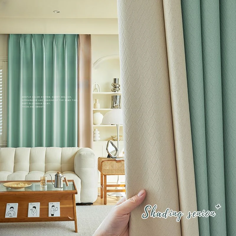 

Large-area Bay Window Thickened Drapes Living Room Sunscreen Curtains Home Bedroom Blackout Curtain Hotel Drape High Shading 90%