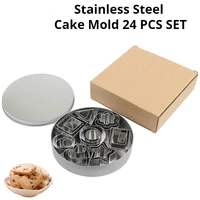 stainless steel 24 piece cookie mold set chocolate cake baking kit diy floral kitchen tools baking accessories cake mold