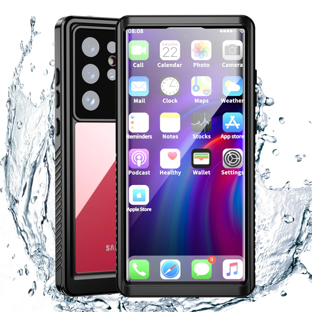 

Shellbox IP68 Waterproof Case for Galaxy/S8/S9/S10/S20/S21/FE/S22/S23+/S23/Note 20 Ultra Shockproof Heavy Duty Diving Case Funda