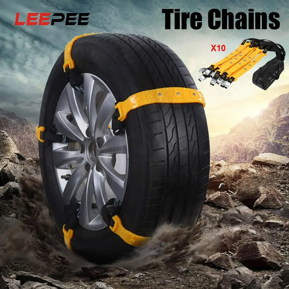 

Car Wheel Straps Auto Tire Chains With Storage Bag Safe Driving Anti-Skid Belt 10pcs/set For Snow Mud Ice