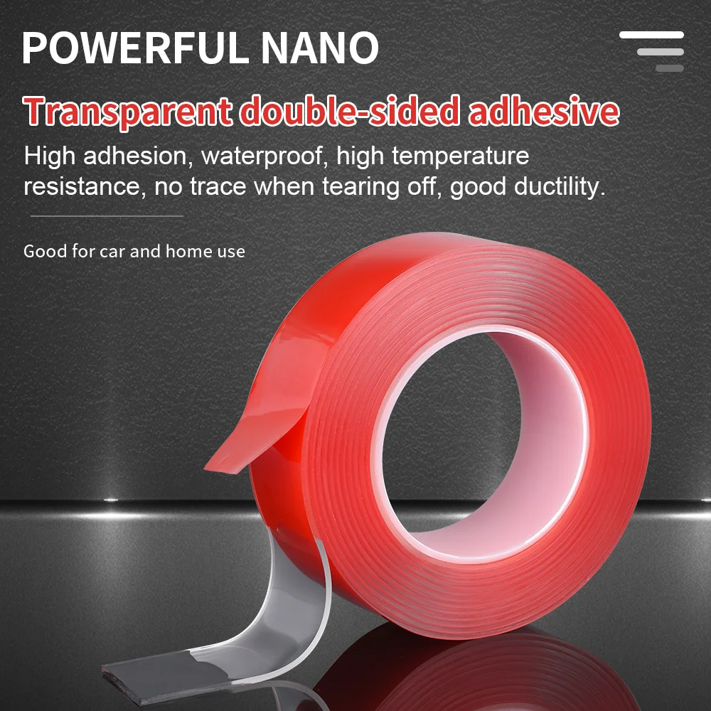 

0,5 мм нано-красная пленка, двусторонняя лента, высококлейкая прозрачная и бесследная, можно разрезать, акриловая доска, витрина, абажур
