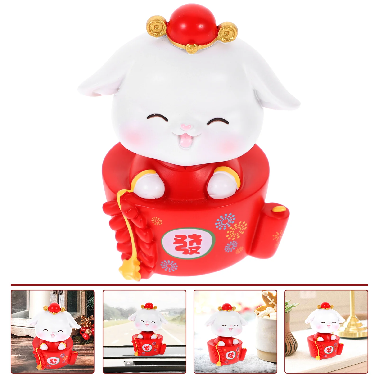 

Figurine Rabbit Bunny Chinese Zodiac Year Figurines Decoration The New Lucky Dashboardcake Mascot Toppers Wealth Sculpture