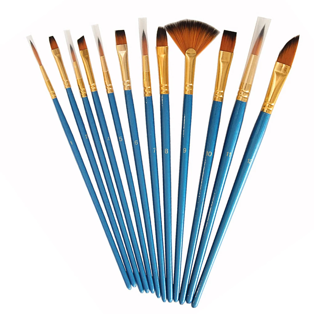 

12PCS Set Artist Painting Brushes Pens Kit Painter Students Watercolor Oil Painting Drawing Wooden Paint Brushes