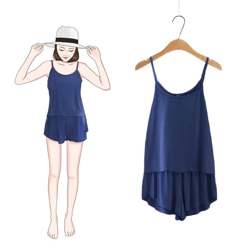 Summer Sexy Spaghetti Strap Shorts Women's Pajamas, Large Size Two Piece Set Loungewear , Home Leisure Sleepwear Clothing Suit