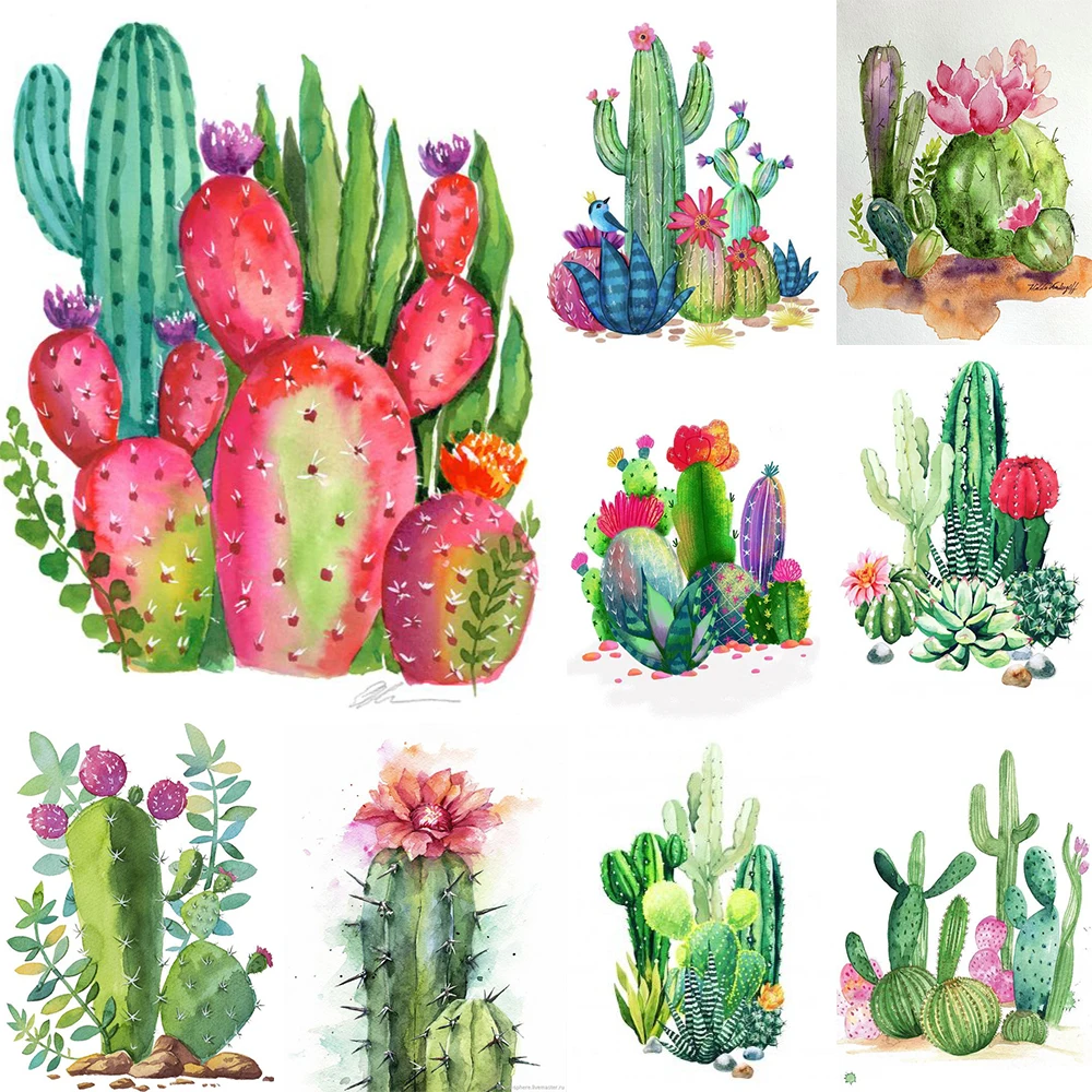 

Cactus Rhinestone Picture Nordic Succulent Plants Wall Decor Mosaic Jewel Cross Stitch Handmade 5D Diy Paint Full Drills
