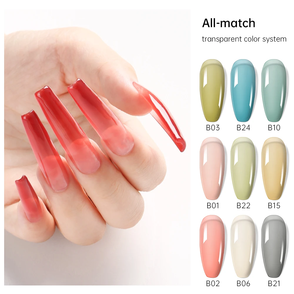 

Jelly Gel Semi-Transparent Nail Gel Polish milky Nude Color Pink Ice Through Effect Varnish Soak Off UV LED for French Nail Art
