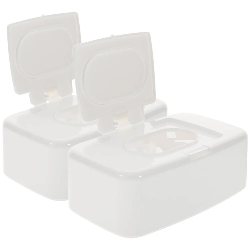 

2 Pcs Makeup Remover Wipes Storage Box Holder with Cover Case Dispenser Nursery White for Diaper Bag Bathroom Travel