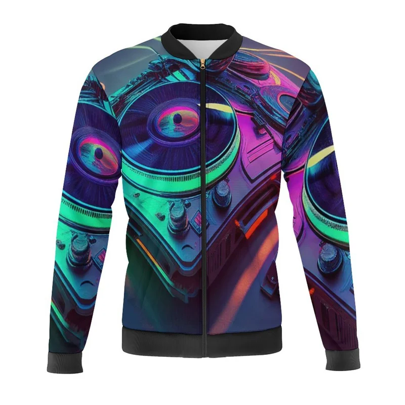 Куртка-бомбер мужская с 3d-неоновым принтом куртка на молнии в стиле оверсайз