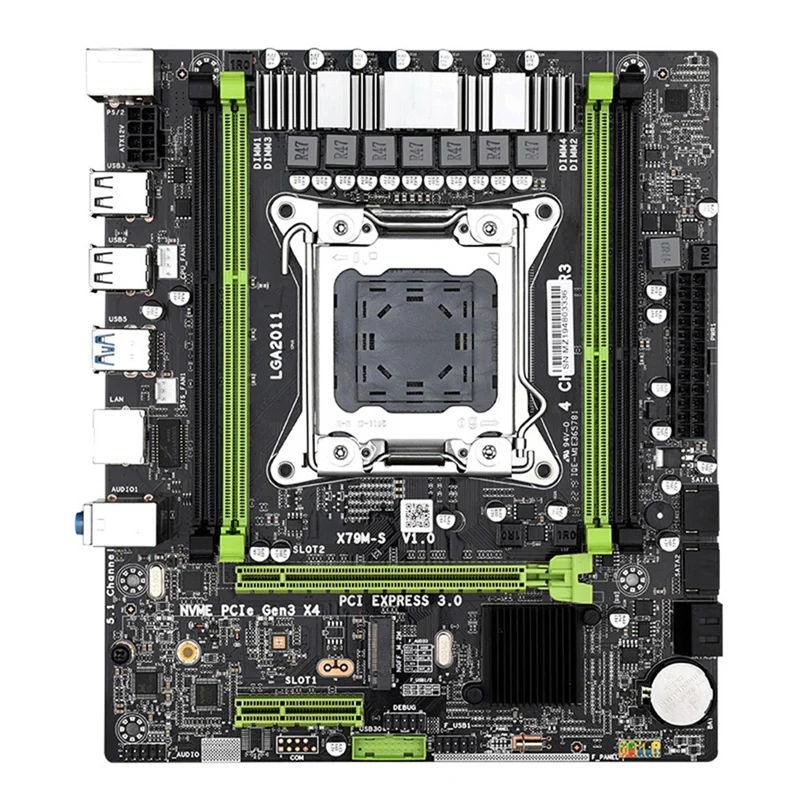 

X79 Computer Motherboard LGA 2011 Pin Supports Zhiqiang E5 V2 Four-Slot DDR3 with M.2 Interface USB2.0