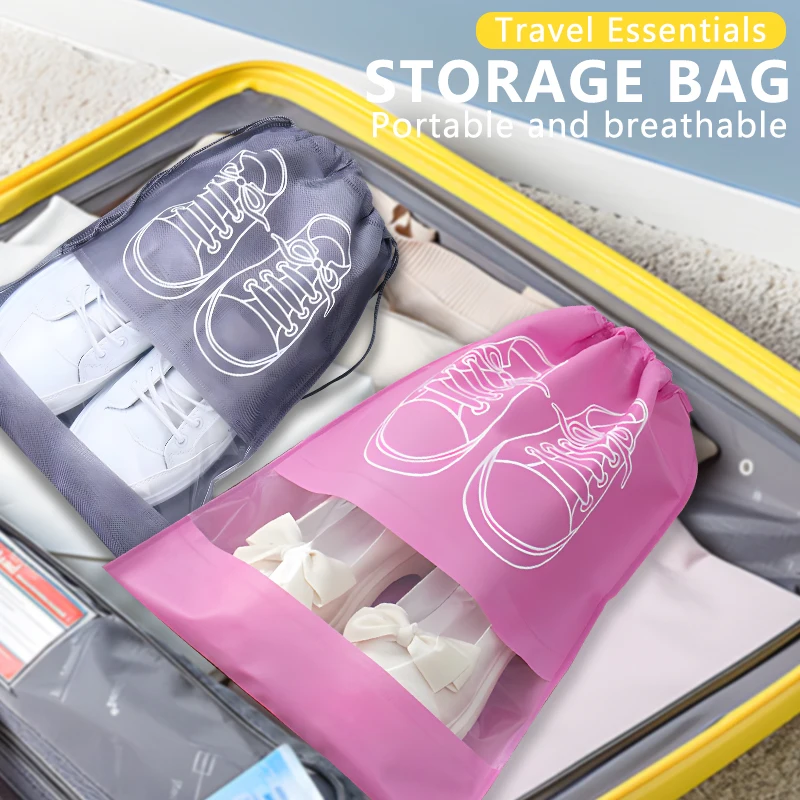 

Shoe Storage Bag Non-woven Travel Portable Bag Waterproof Drawstring Classified Organizer Dustproof Pocket Clothing Hanging Bag