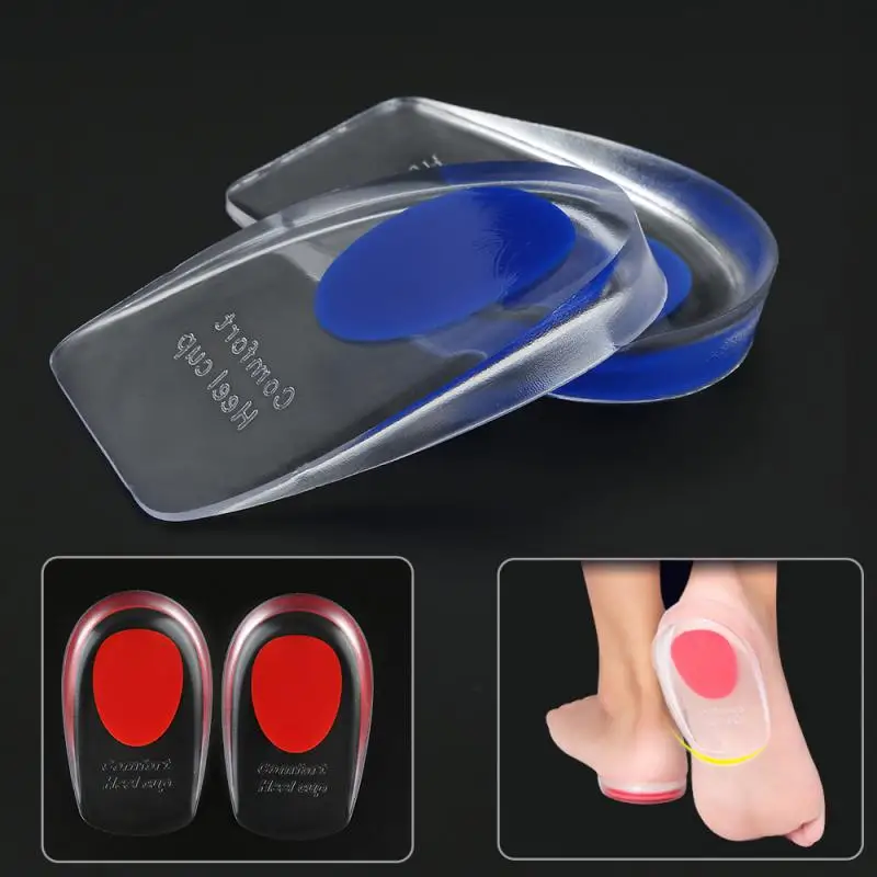 

1pair New Soft Silicone Gel Insoles Relieve Foot Pain Cushion Foot Massager Care Half Heel Insole Pad Height Increase For Unisex