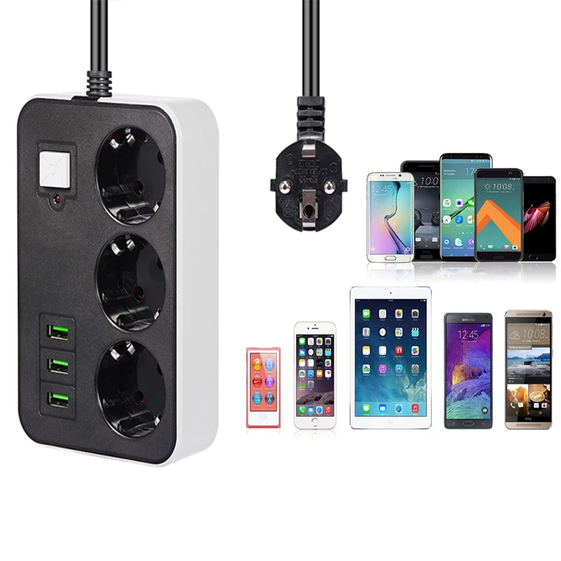 Сетевой фильтр с 2 круглыми контактами вилка EU RUS 1 8 м кабель универсальные