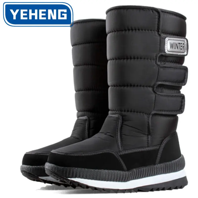 

YEHENG New Men Snow Boots Women's Platform Snow Boots for Men Thick Plush Waterproof Slip Resistant Winter Mens Shoes Plus Size
