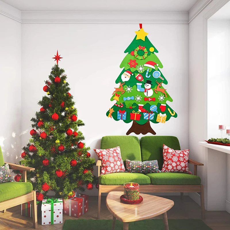 

DIY Felt Christmas Tree Decorations Set Christmas Party Supplies for Nursery Children Gift Felt Christmas Tree DIY Soft Tree
