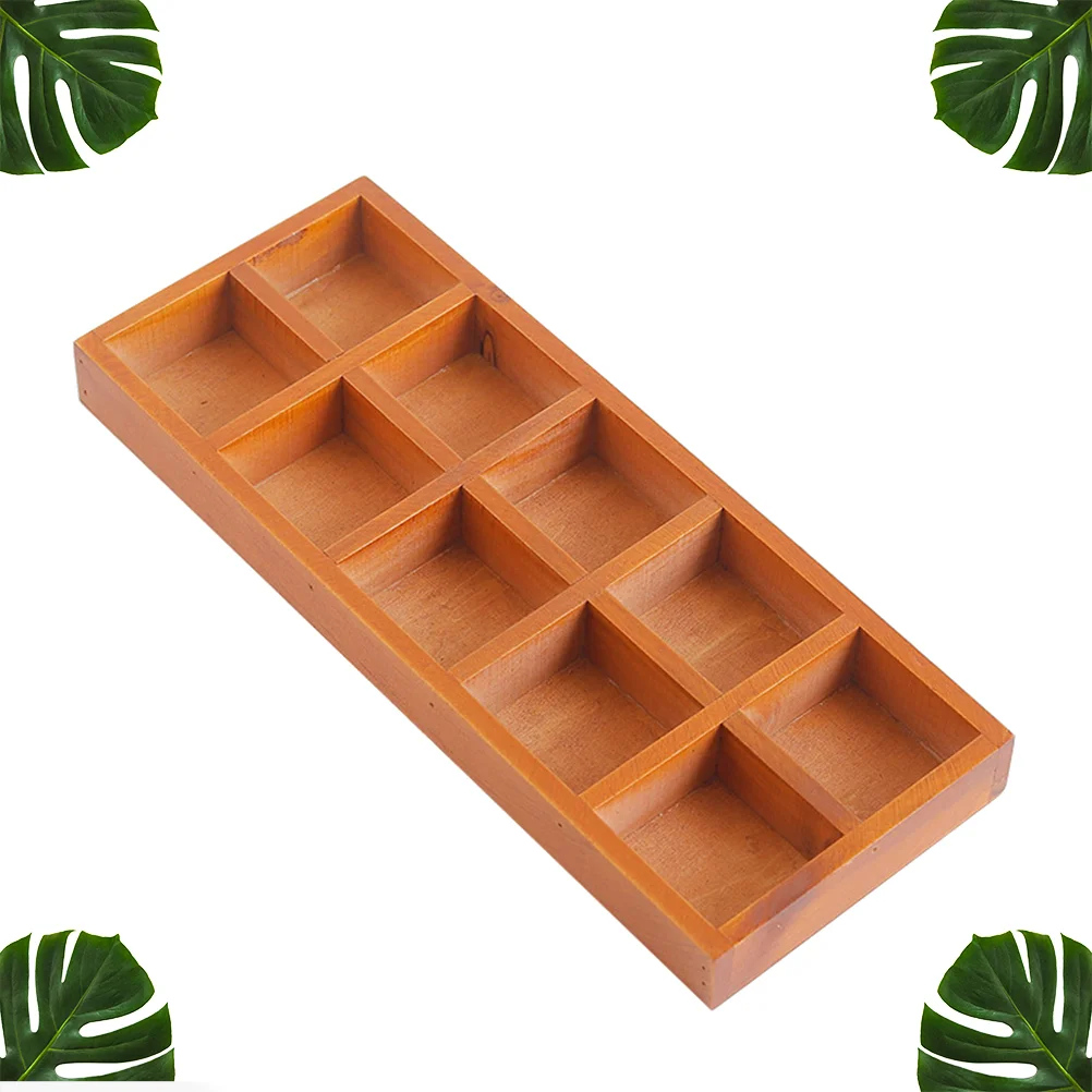 

Storage Wooden Box Container Desktop Tray Multi Compartment Jewelry Rectangular Wood