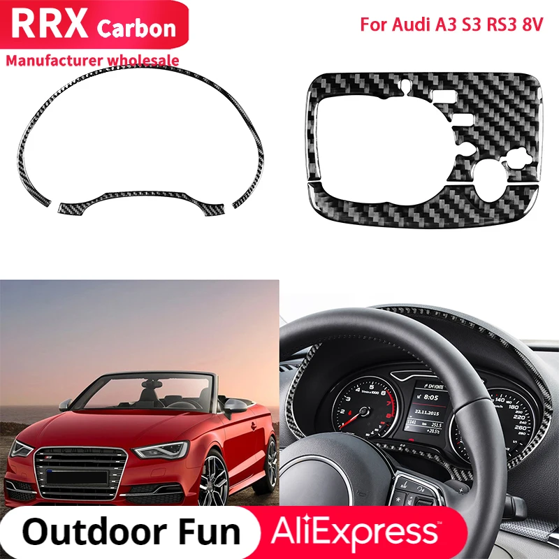 

RRX Car Speedometer Frame Headlight Switch Panel Dashboard Carbon Fiber Sticker Car Accessories For Audi A3 S3 RS3 8V 2013-2019