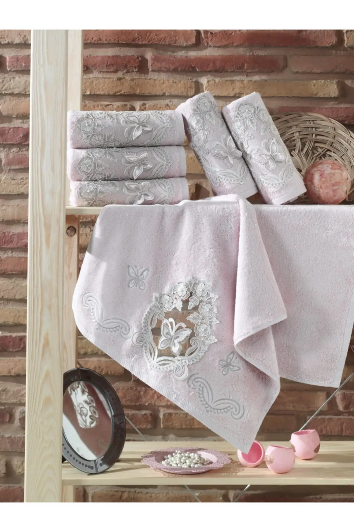 Бамбуковое французское кружевное роскошное полотенце Dowries Цвет: порошок: 1 шт.