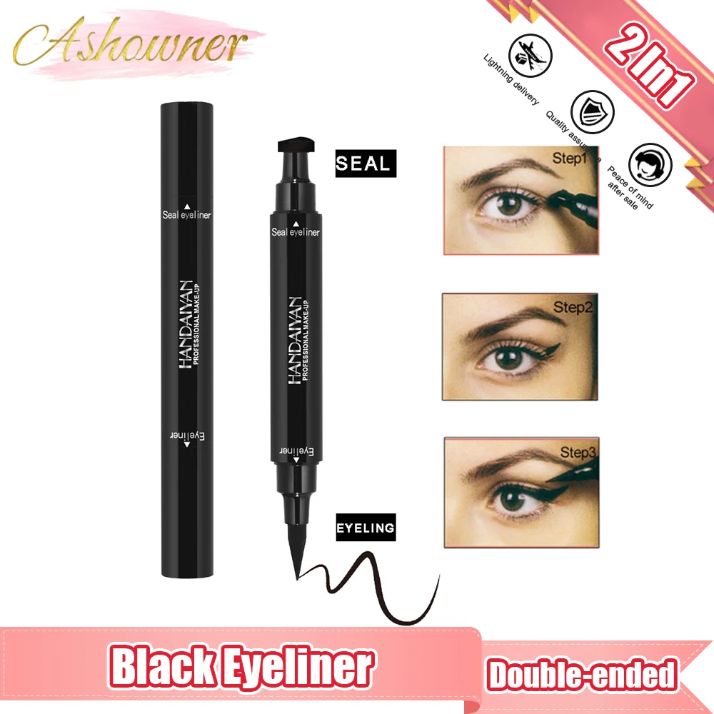 

Черная Подводка для глаз, жидкая подводка для глаз, ручка, водостойкая быстросохнущая двухсторонняя подводка для глаз, карандаш, косметика ...