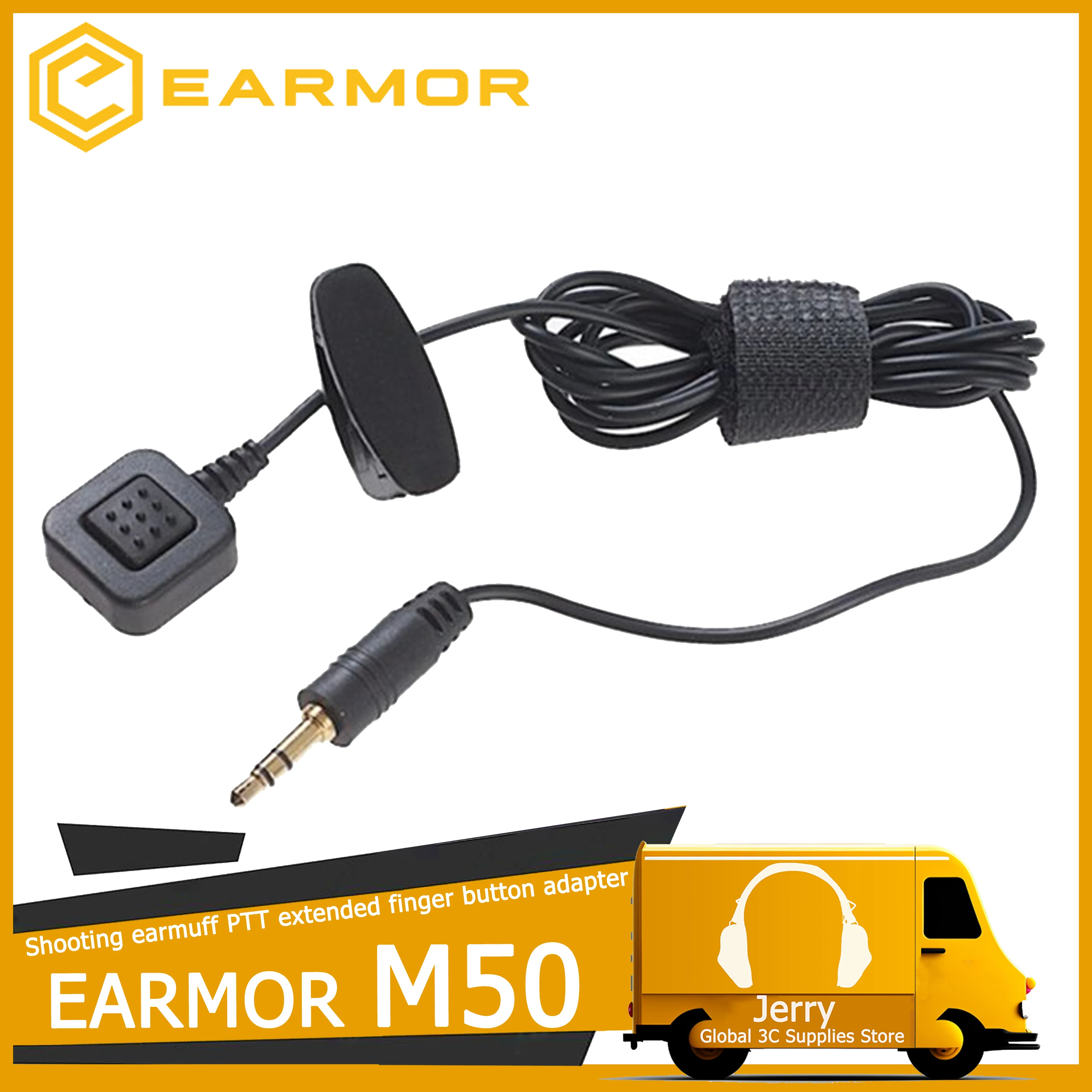 EARMOR M50 Tactical Headset PTT Finger Call Button Shooting Earmuffs PTT Extended Finger Button Adapter Compatible with M51 PTT