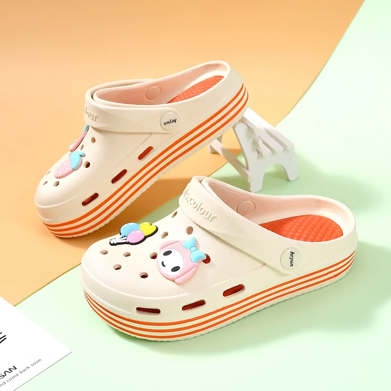 2022 Fashion Pink Summer Hole Sandals Women Beach Shoes Platform Flat Women's Clogs Sizes 30-40 Comfort Cute Sandals for Girls