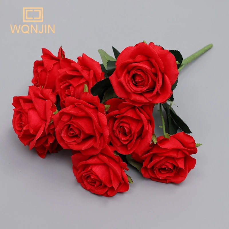 

Искусственные розы из шелка WQNJIN, букет из 10 штук