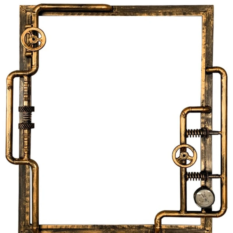 

vintage decor Retro Industrial Style Bar Restaurant Restroom Toilet Bathroom Metal Mirror Frame Square Wall Hanging Decorations
