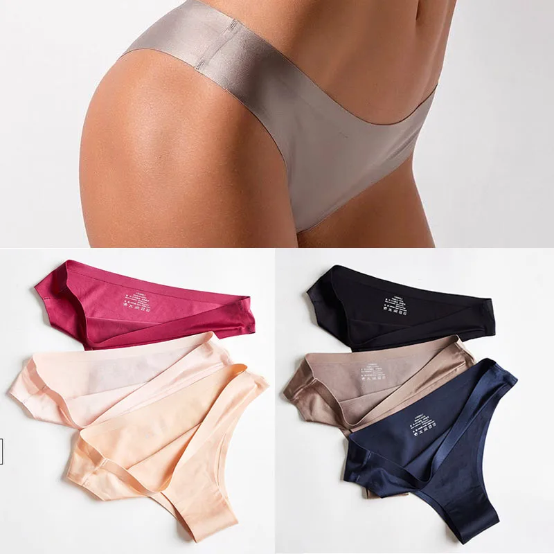 

Ice Silk Briefs Lady Underwear Seamless Panties Women Briefs Nylon Ultra-thin G-string Thongs Low Rise Lingerie Underpants Soft