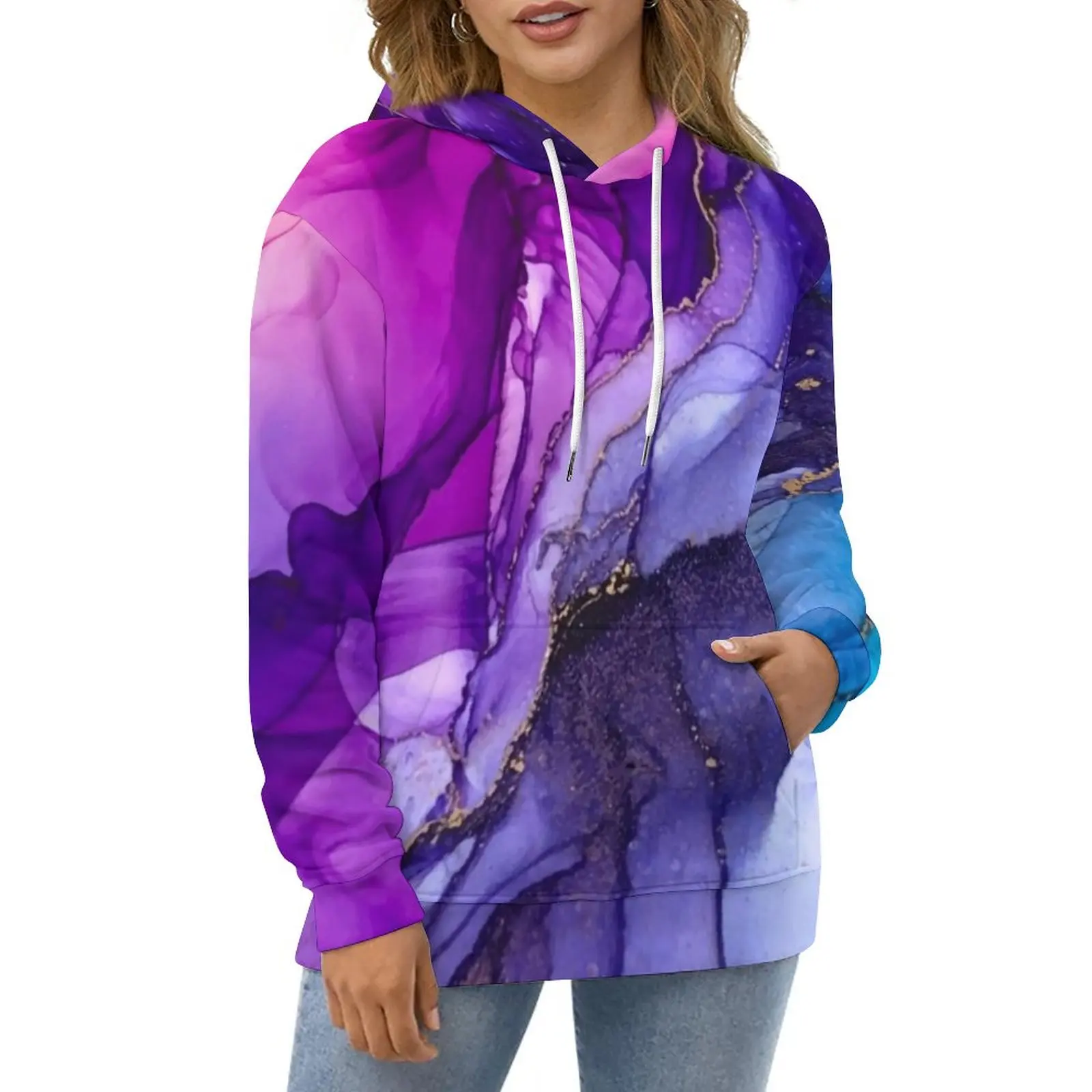 

Rainbow Ombre Hoodies Spring Abstract Vibrant Streetwear Oversized Hoodie Womens Long Sleeve Y2k Print Casual Hooded Sweatshirts