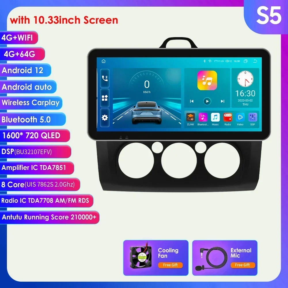 Автомобильный Android-радио Carplay для Ford Focus 2 3 Mk2 Mk3 2004 2005-2011 Exi MT Auto 4G Мультимедийный плеер GPS 2din 9 дюймов 2 Din Авторадио