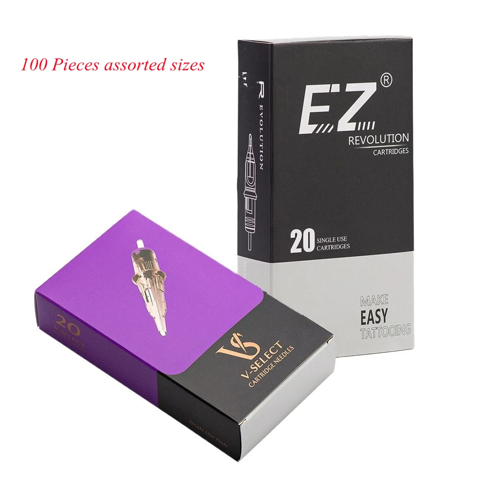 100 Pcs 1RL Round Liner EZ Cartridge Tattoo Needles Revolution & V Select  for Tattoo Permanent Make-Up Micropigmentation Pen