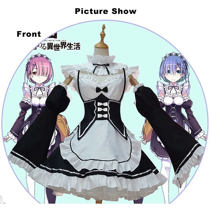 Ram/Rem Cosplay Re:zero Kara Hajimeru Isekai Seikatsu Back белый костюм горничной |