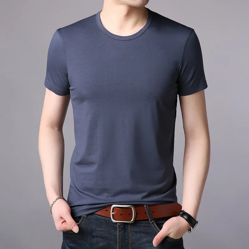 

3885-loose Korean Man 2021 summer new ice silk t-shirt breathable fitting half sleeve