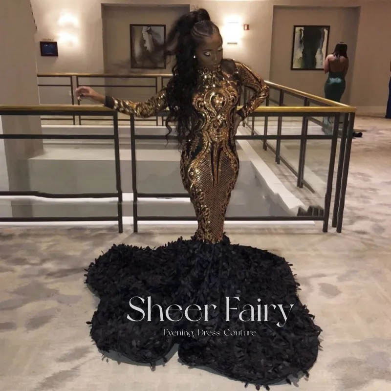 Блестящие золотистые и черные платья с блестками для выпускного вечера вечерние