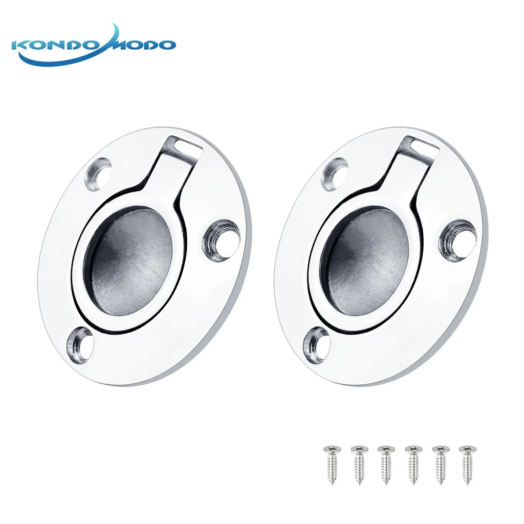

2PCS Boat Accessories 51mm316 Stainless Steel Round Flush Mount Lift Ring Deck Hatch Latch Pull Lift Handle Pull Ring Hardware