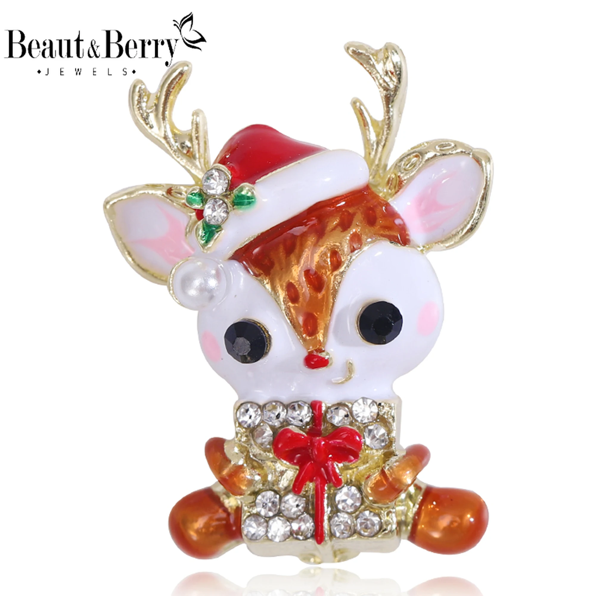 Beaut&Berry Noel Elk Broş Kadınlar için Unisex Hayvan Pimleri Arkadaşlar Parti Hediyeler Ziyafet Takı Aksesuarları