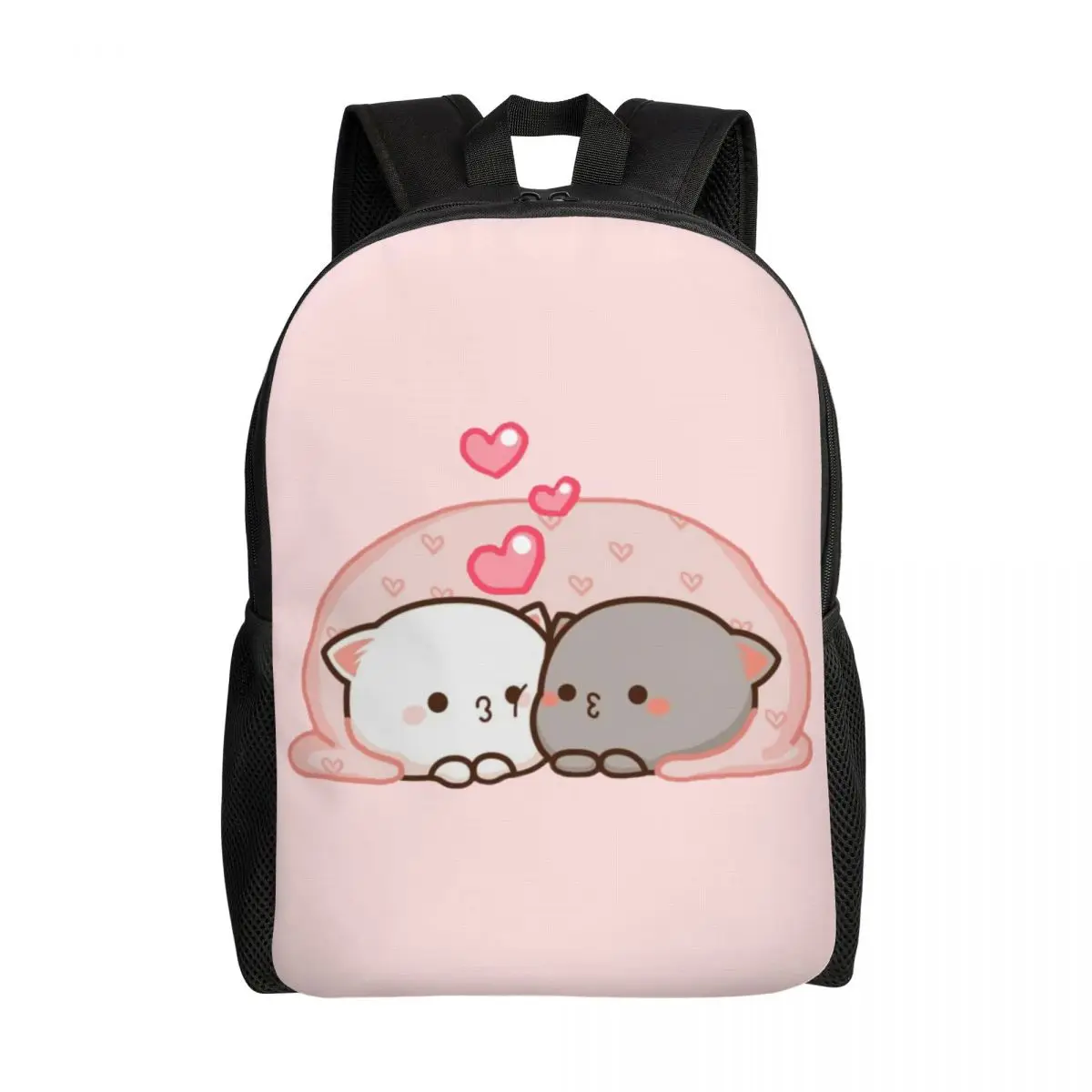 Customized Cute Mochi Cat Peach And Goma Love Kiss Backpack 
