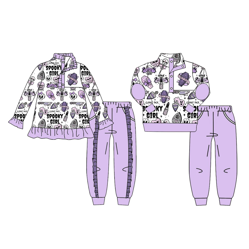

Пижамный комплект с принтом брата и сестры, костюм на выход, пальто, комбинезон, комплект из молочного шелка, фиолетовая ткань, на Хэллоуин