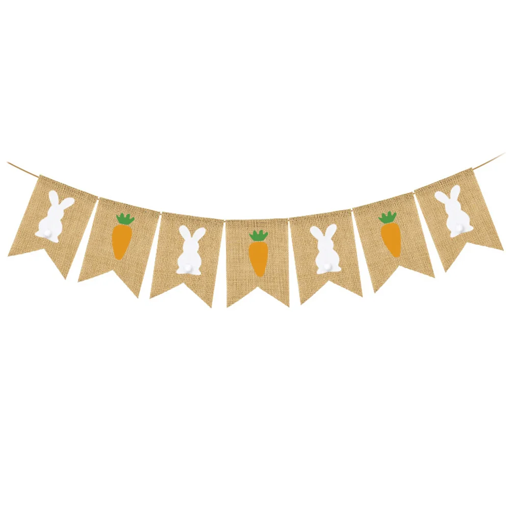 

Bunny Carrot Pattern Streamer Easter Banner Festive Flag Hanging Ceiling Flag
