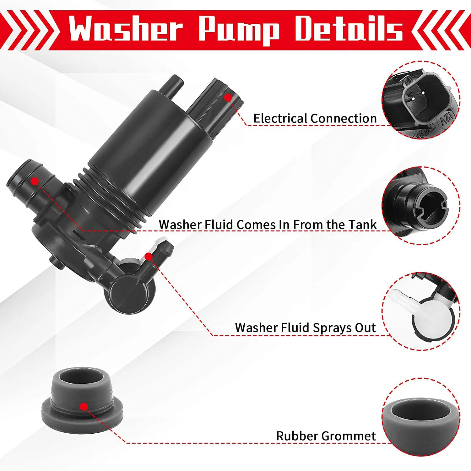 Сменный насос для омывателя лобового стекла Ford Edge Explorer Fiesta Flex TaurusX Lincoln MKT MKX