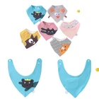 Хлопковые нагрудники для новорожденных, Мультяшные вышитые треугольные нагрудники с животным принтом, детское Слюнявчики, полотенце для девочек и мальчиков, Детские аксессуары